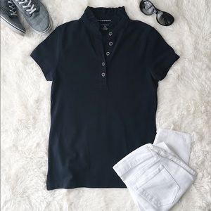 Land’s End Black pique polo size xs